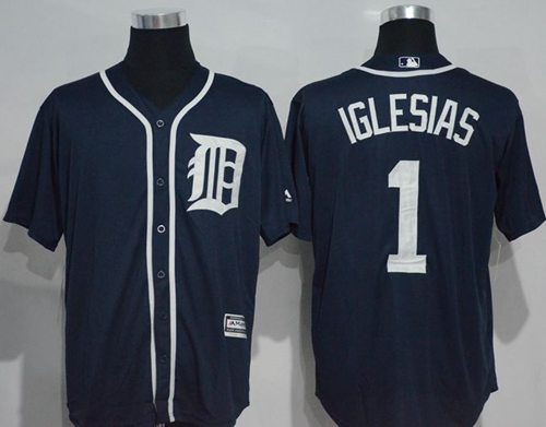 Tigers #1 Jose Iglesias Navy Blue New Cool Base Stitched MLB Jersey